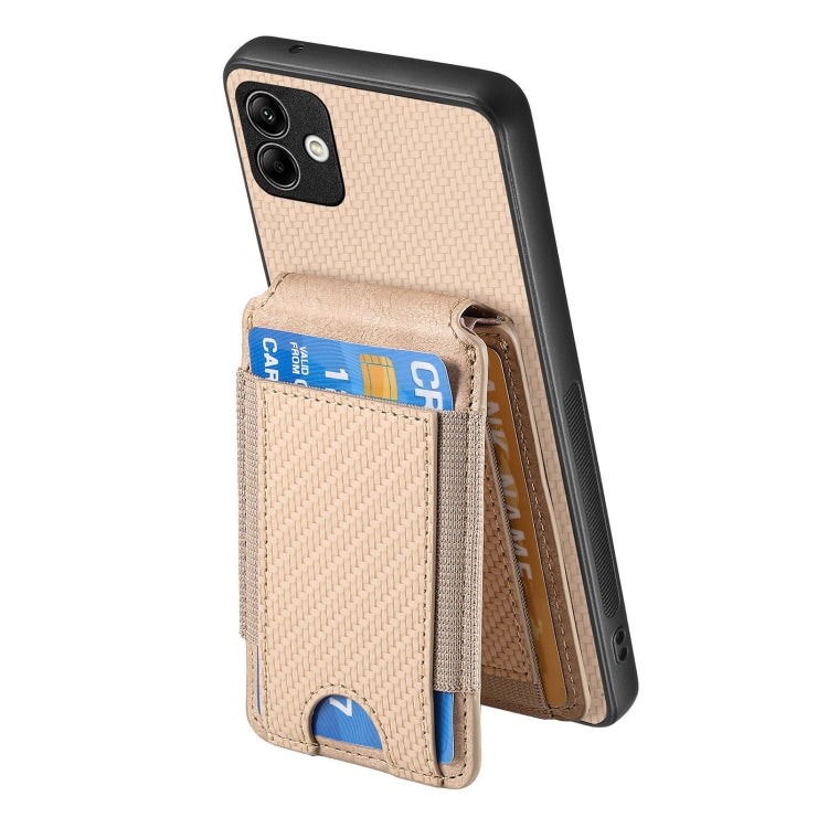For Samsung Galaxy A04e Carbon Fiber Vertical Flip Wallet Stand Phone Case
