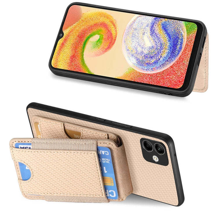 For Samsung Galaxy A04e Carbon Fiber Vertical Flip Wallet Stand Phone Case
