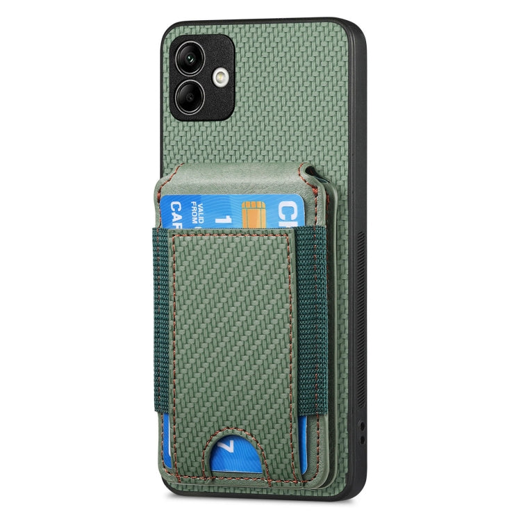 For Samsung Galaxy A04e Carbon Fiber Vertical Flip Wallet Stand Phone Case