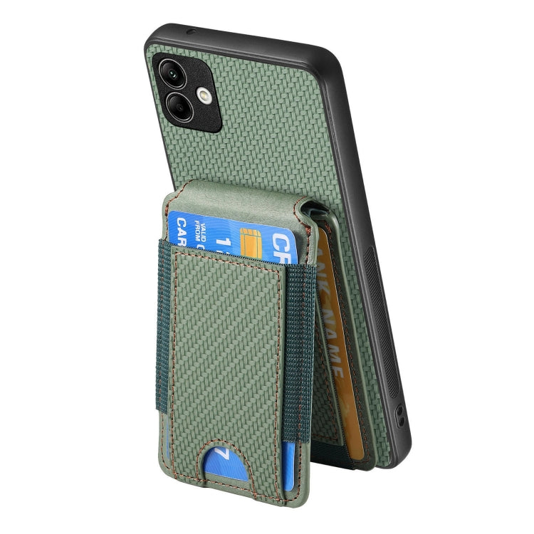 For Samsung Galaxy A04e Carbon Fiber Vertical Flip Wallet Stand Phone Case