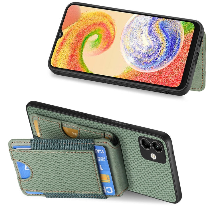 For Samsung Galaxy A04e Carbon Fiber Vertical Flip Wallet Stand Phone Case