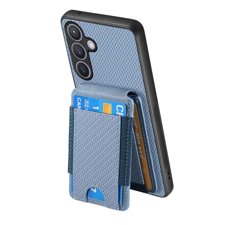 For Samsung Galaxy S23+ 5G Carbon Fiber Vertical Flip Wallet Stand Phone Case