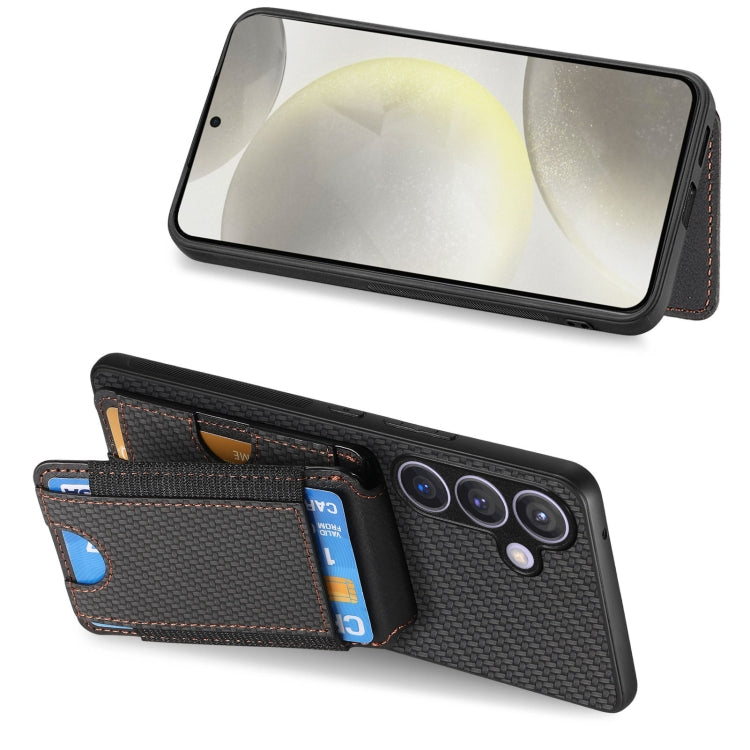 For Samsung Galaxy S23+ 5G Carbon Fiber Vertical Flip Wallet Stand Phone Case