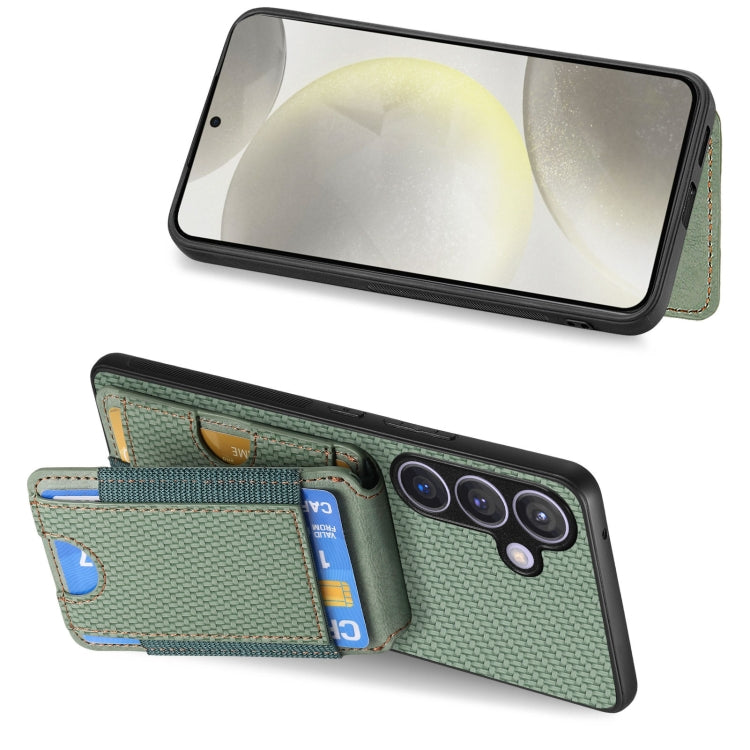 For Samsung Galaxy S23+ 5G Carbon Fiber Vertical Flip Wallet Stand Phone Case
