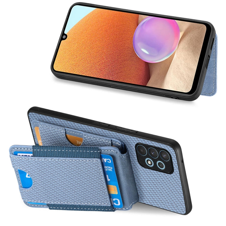 For Samsung Galaxy A32 4G Carbon Fiber Vertical Flip Wallet Stand Phone Case