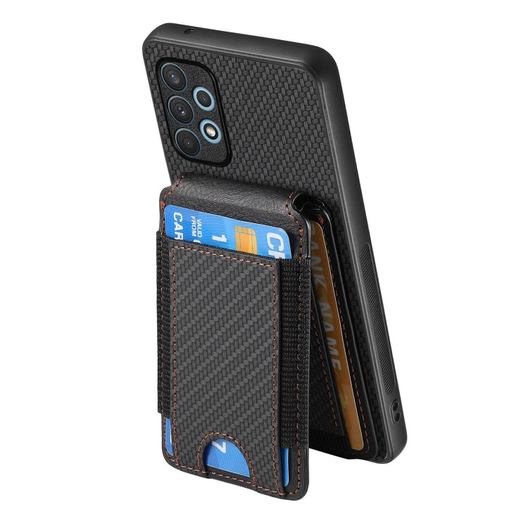 For Samsung Galaxy A32 4G Carbon Fiber Vertical Flip Wallet Stand Phone Case
