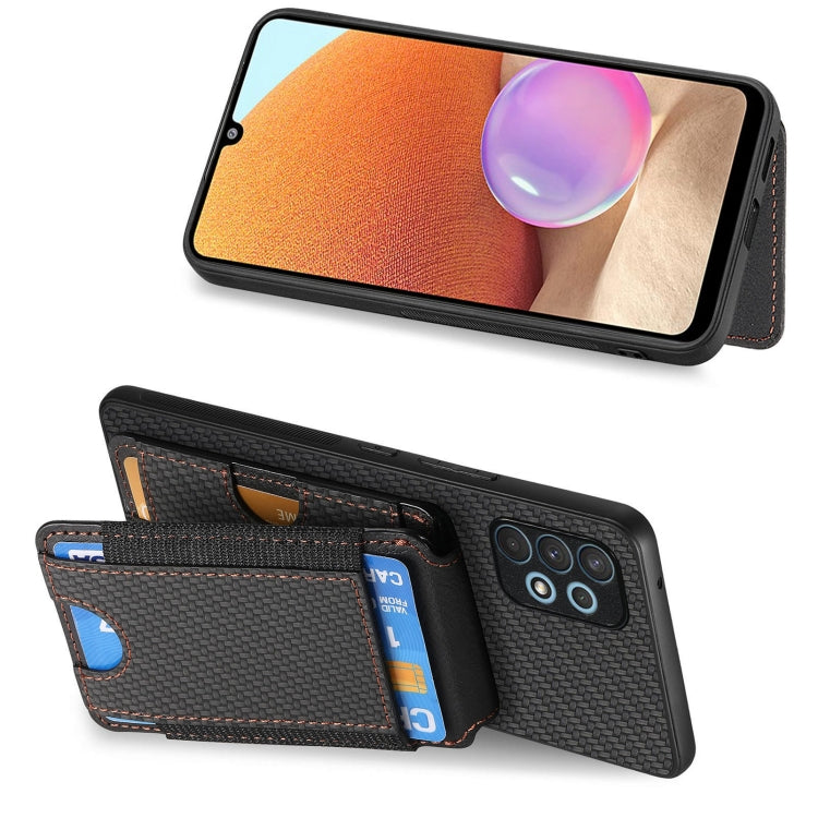 For Samsung Galaxy A32 4G Carbon Fiber Vertical Flip Wallet Stand Phone Case