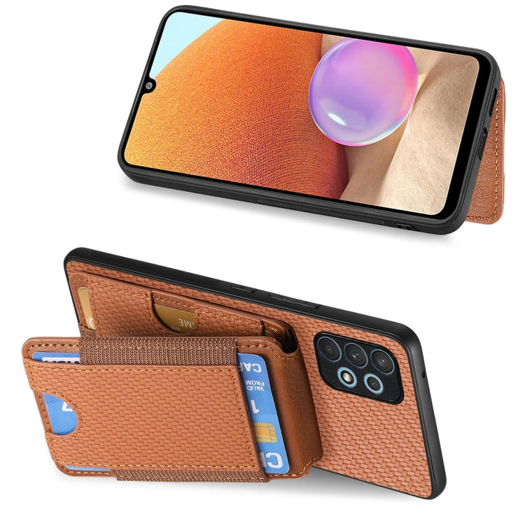 For Samsung Galaxy A32 4G Carbon Fiber Vertical Flip Wallet Stand Phone Case