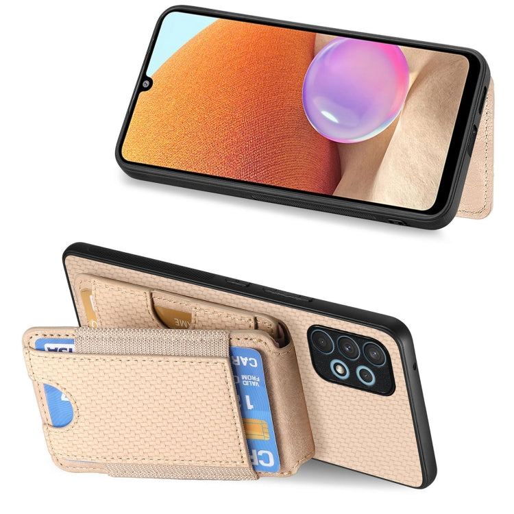 For Samsung Galaxy A32 4G Carbon Fiber Vertical Flip Wallet Stand Phone Case
