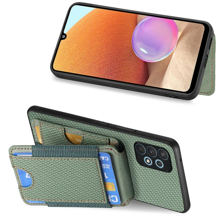 For Samsung Galaxy A32 4G Carbon Fiber Vertical Flip Wallet Stand Phone Case