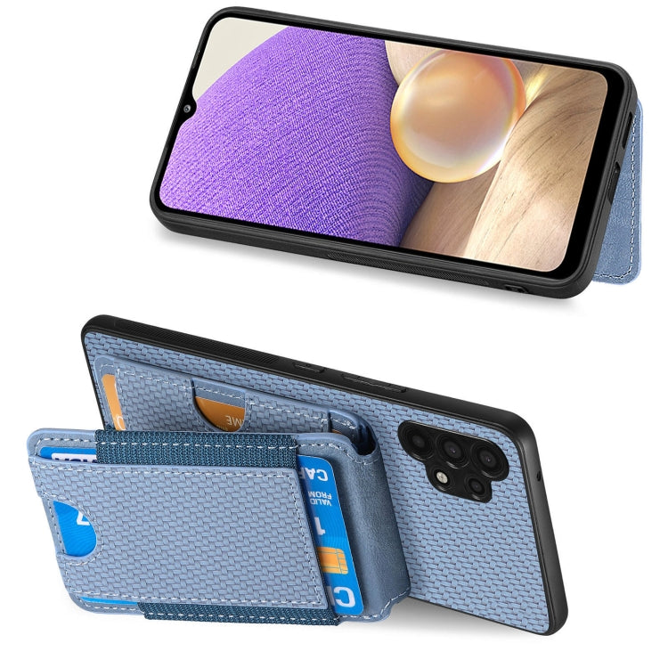 For Samsung Galaxy A32 5G Carbon Fiber Vertical Flip Wallet Stand Phone Case