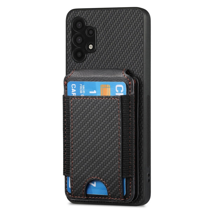 For Samsung Galaxy A32 5G Carbon Fiber Vertical Flip Wallet Stand Phone Case