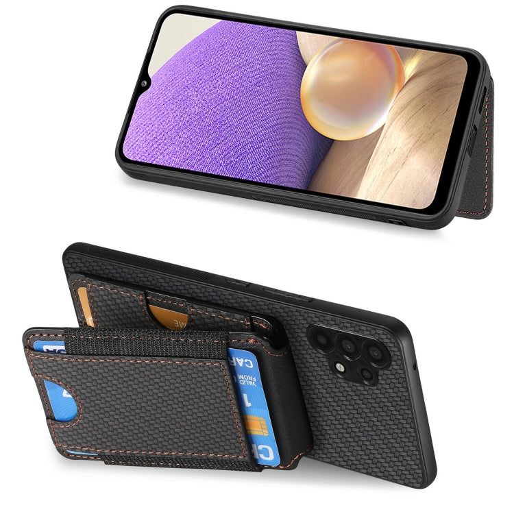 For Samsung Galaxy A32 5G Carbon Fiber Vertical Flip Wallet Stand Phone Case