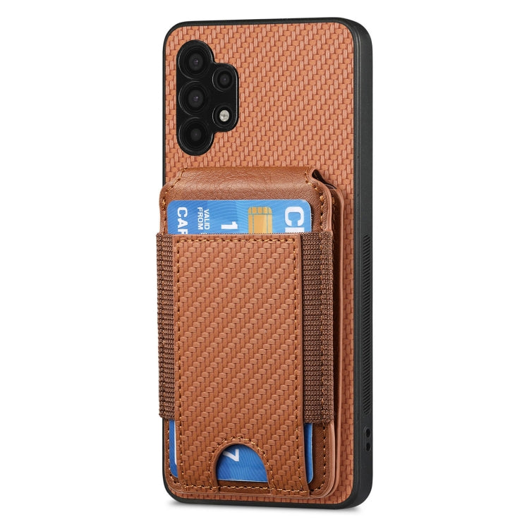 For Samsung Galaxy A32 5G Carbon Fiber Vertical Flip Wallet Stand Phone Case