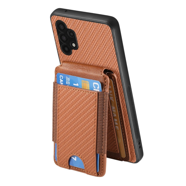 For Samsung Galaxy A32 5G Carbon Fiber Vertical Flip Wallet Stand Phone Case