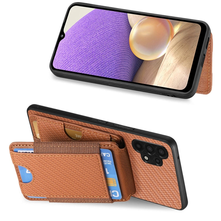 For Samsung Galaxy A32 5G Carbon Fiber Vertical Flip Wallet Stand Phone Case