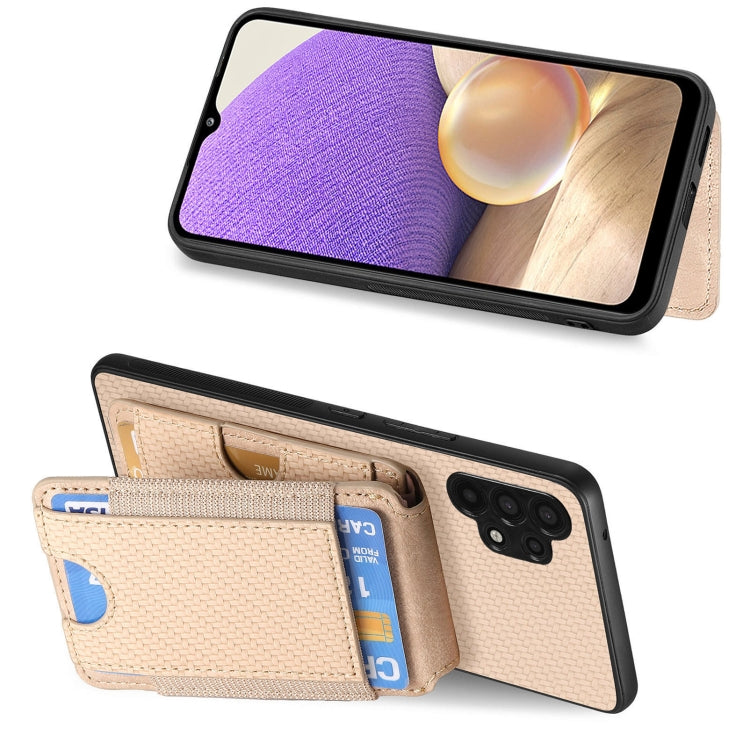 For Samsung Galaxy A32 5G Carbon Fiber Vertical Flip Wallet Stand Phone Case