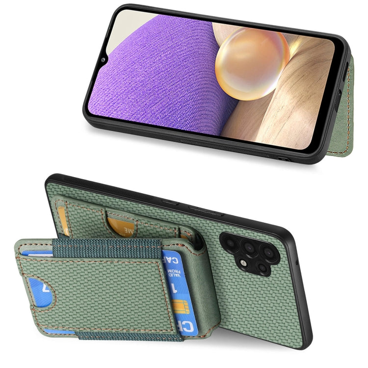For Samsung Galaxy A32 5G Carbon Fiber Vertical Flip Wallet Stand Phone Case