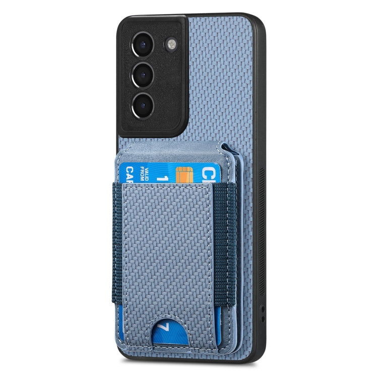 For Samsung Galaxy S21+ 5G Carbon Fiber Vertical Flip Wallet Stand Phone Case