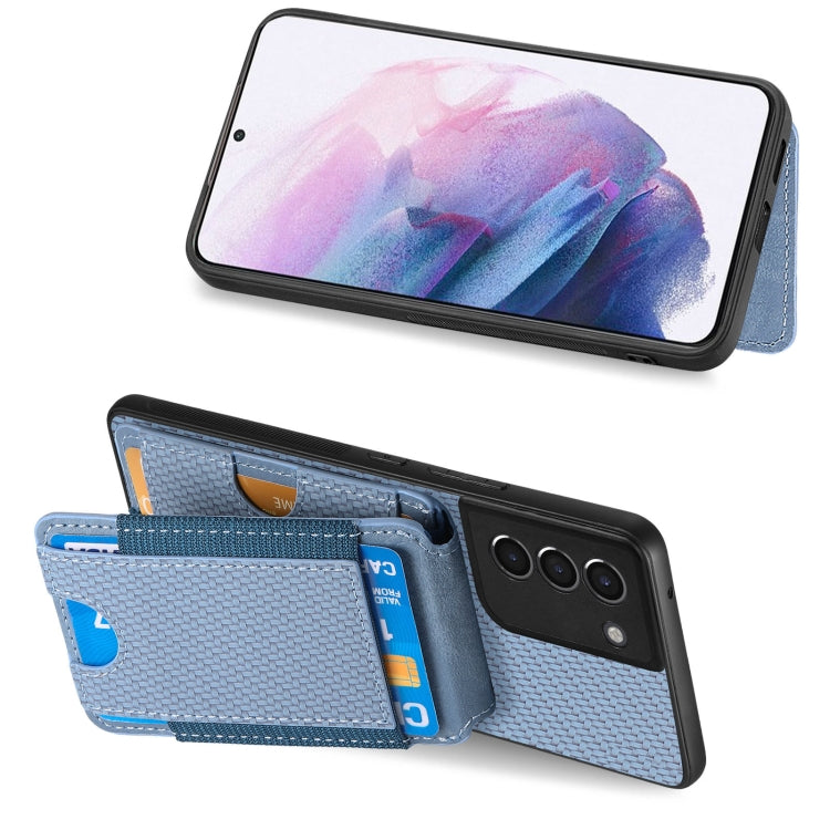 For Samsung Galaxy S21+ 5G Carbon Fiber Vertical Flip Wallet Stand Phone Case