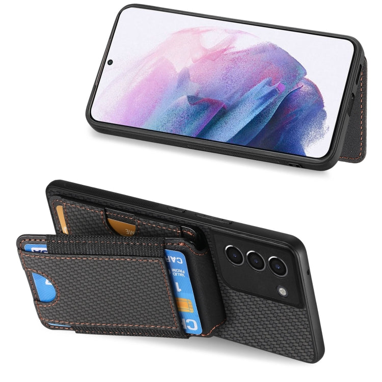 For Samsung Galaxy S21+ 5G Carbon Fiber Vertical Flip Wallet Stand Phone Case