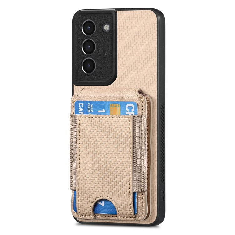 For Samsung Galaxy S21+ 5G Carbon Fiber Vertical Flip Wallet Stand Phone Case