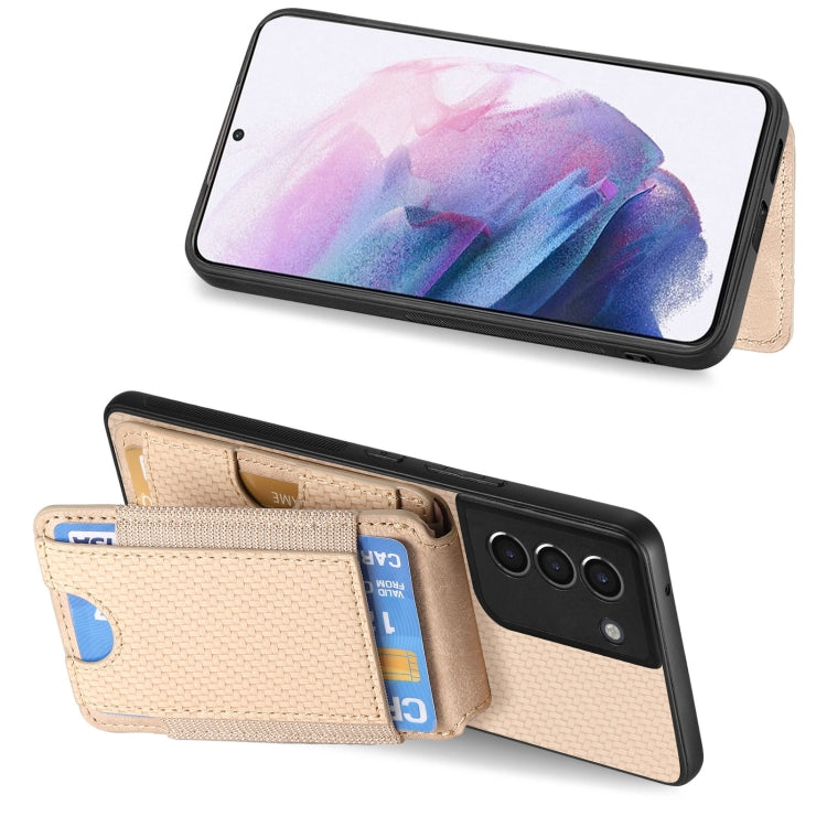 For Samsung Galaxy S21+ 5G Carbon Fiber Vertical Flip Wallet Stand Phone Case