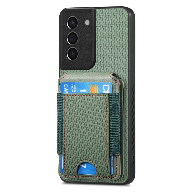 For Samsung Galaxy S21+ 5G Carbon Fiber Vertical Flip Wallet Stand Phone Case