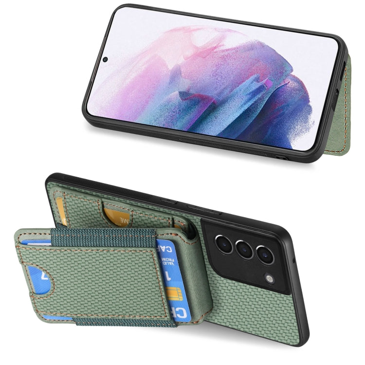 For Samsung Galaxy S21+ 5G Carbon Fiber Vertical Flip Wallet Stand Phone Case