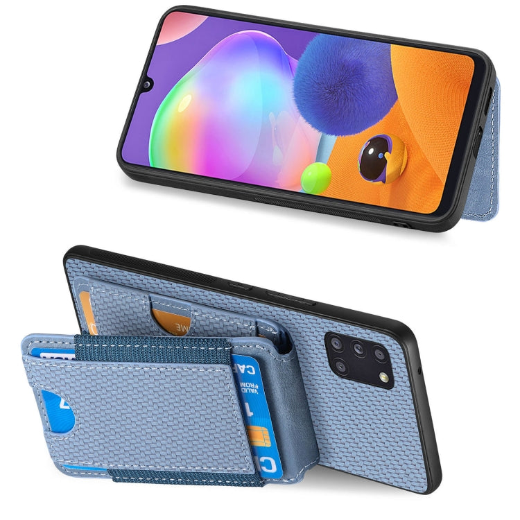 For Samsung Galaxy A31 Carbon Fiber Vertical Flip Wallet Stand Phone Case
