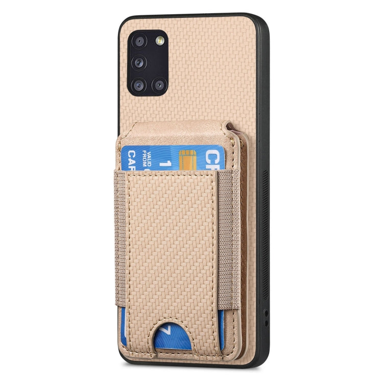 For Samsung Galaxy A31 Carbon Fiber Vertical Flip Wallet Stand Phone Case