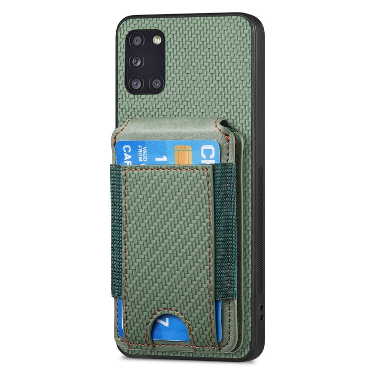 For Samsung Galaxy A31 Carbon Fiber Vertical Flip Wallet Stand Phone Case