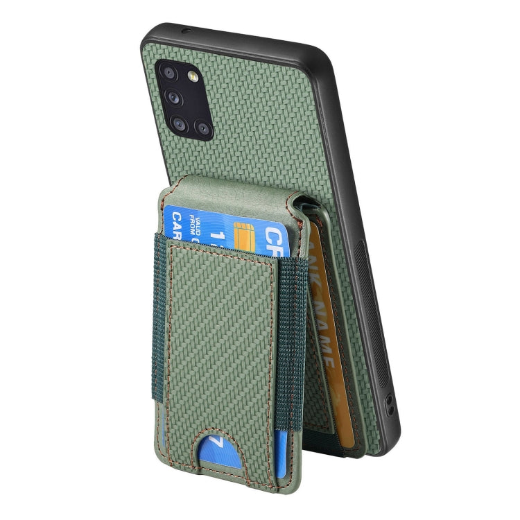 For Samsung Galaxy A31 Carbon Fiber Vertical Flip Wallet Stand Phone Case