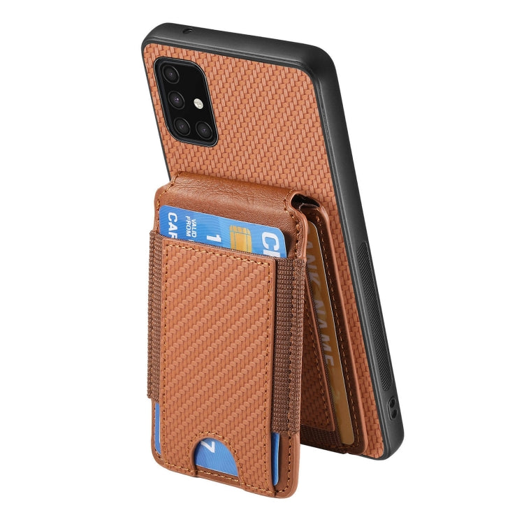 For Samsung Galaxy A71 4G Carbon Fiber Vertical Flip Wallet Stand Phone Case