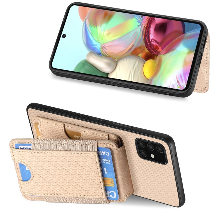 For Samsung Galaxy A71 4G Carbon Fiber Vertical Flip Wallet Stand Phone Case