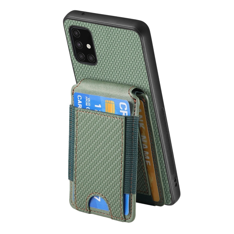 For Samsung Galaxy A71 4G Carbon Fiber Vertical Flip Wallet Stand Phone Case