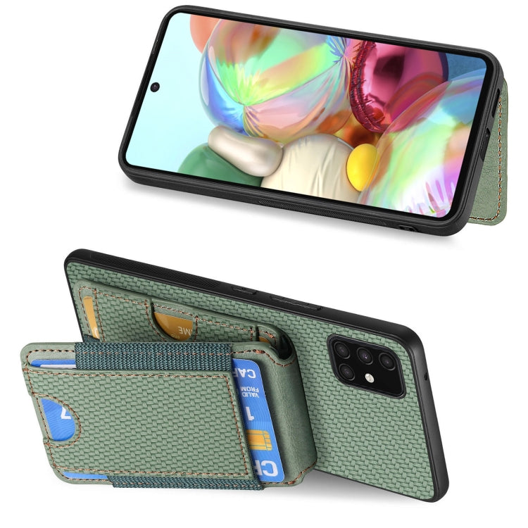 For Samsung Galaxy A71 4G Carbon Fiber Vertical Flip Wallet Stand Phone Case