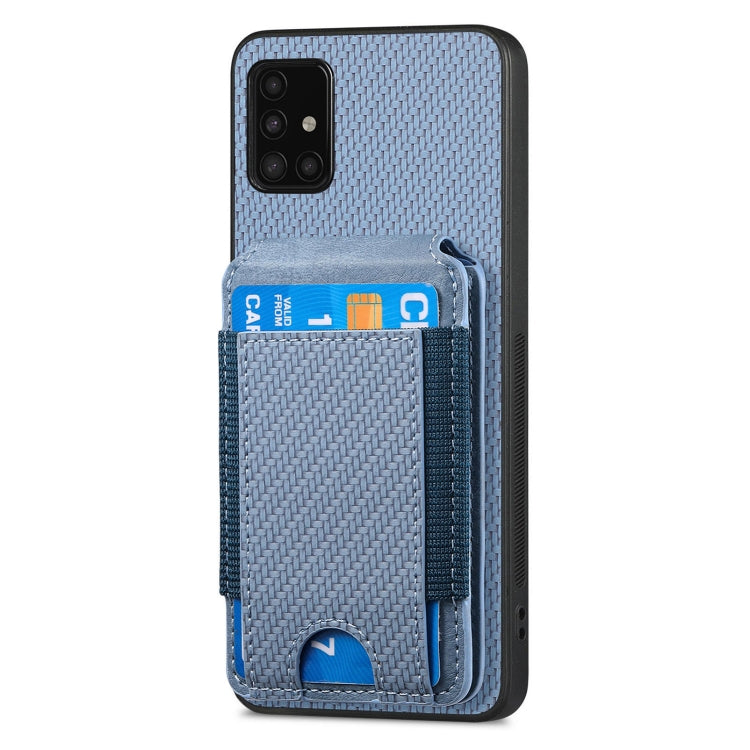 For Samsung Galaxy A51 4G Carbon Fiber Vertical Flip Wallet Stand Phone Case