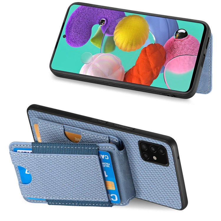 For Samsung Galaxy A51 4G Carbon Fiber Vertical Flip Wallet Stand Phone Case