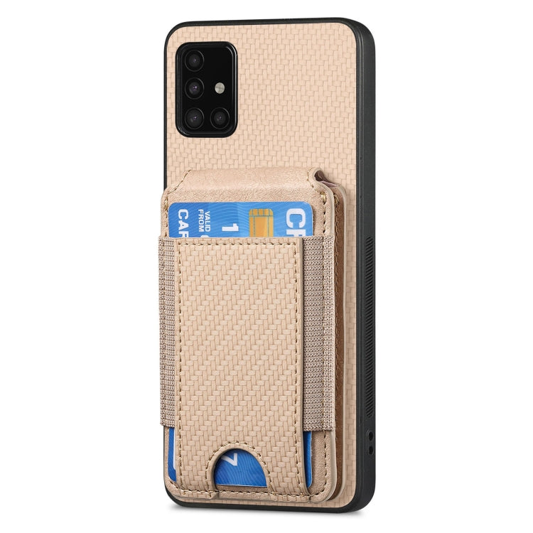 For Samsung Galaxy A51 4G Carbon Fiber Vertical Flip Wallet Stand Phone Case