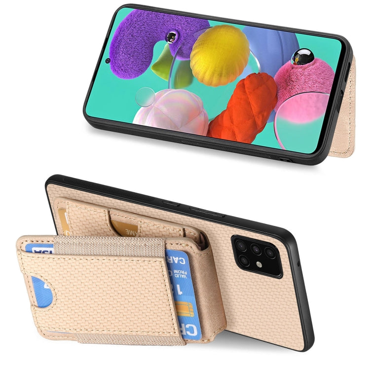 For Samsung Galaxy A51 4G Carbon Fiber Vertical Flip Wallet Stand Phone Case