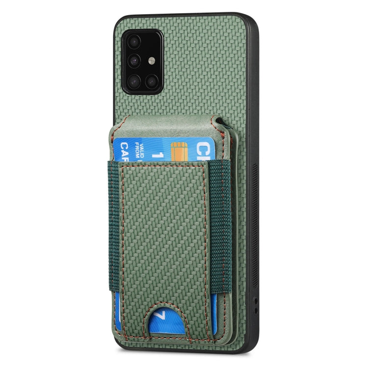 For Samsung Galaxy A51 4G Carbon Fiber Vertical Flip Wallet Stand Phone Case
