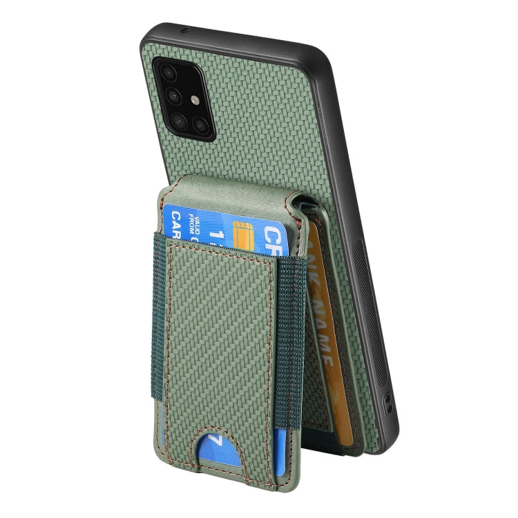 For Samsung Galaxy A51 4G Carbon Fiber Vertical Flip Wallet Stand Phone Case
