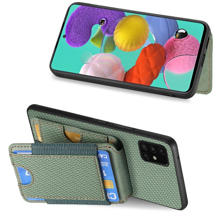 For Samsung Galaxy A51 4G Carbon Fiber Vertical Flip Wallet Stand Phone Case