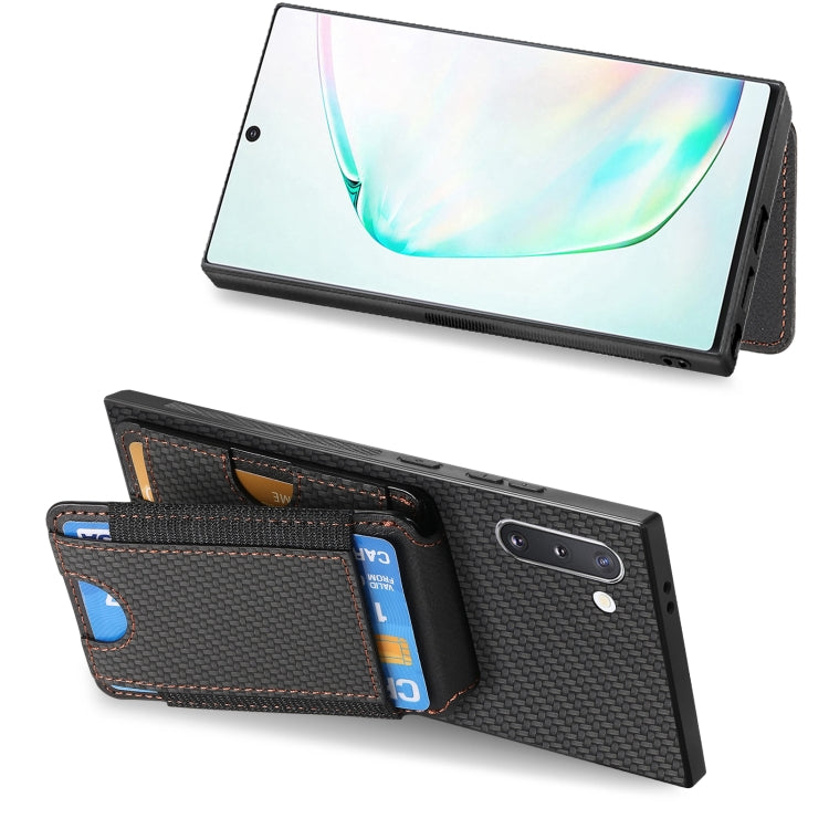 For Samsung Galaxy Note10 Carbon Fiber Vertical Flip Wallet Stand Phone Case