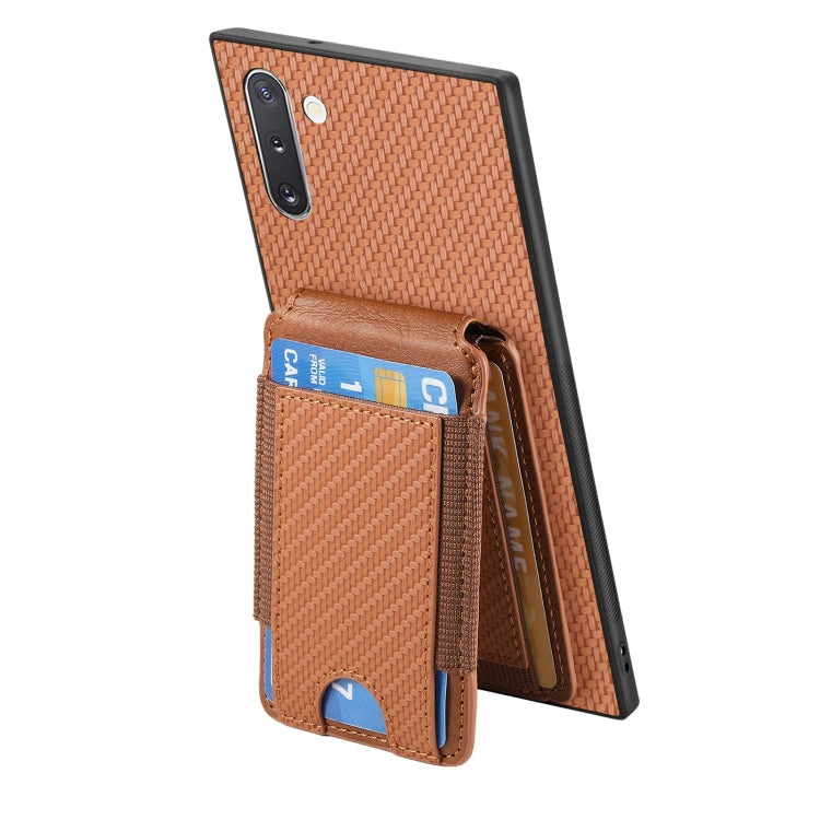 For Samsung Galaxy Note10 Carbon Fiber Vertical Flip Wallet Stand Phone Case
