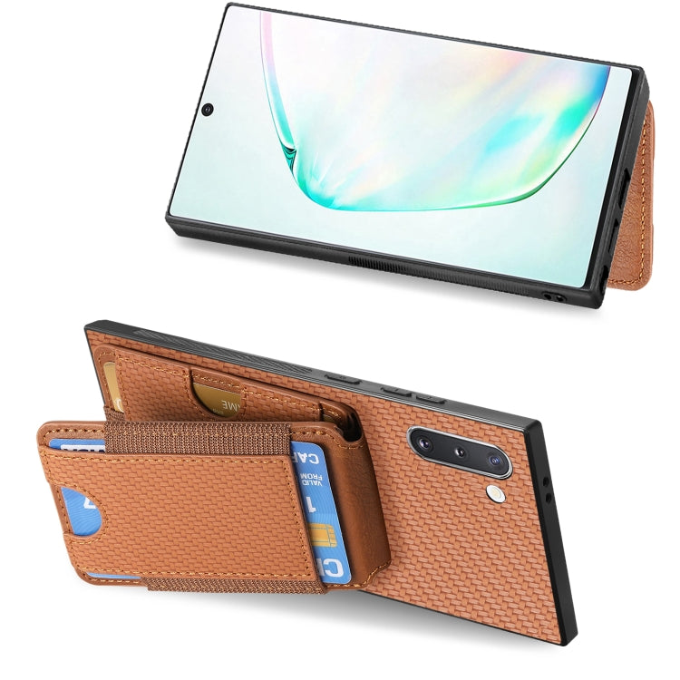 For Samsung Galaxy Note10 Carbon Fiber Vertical Flip Wallet Stand Phone Case