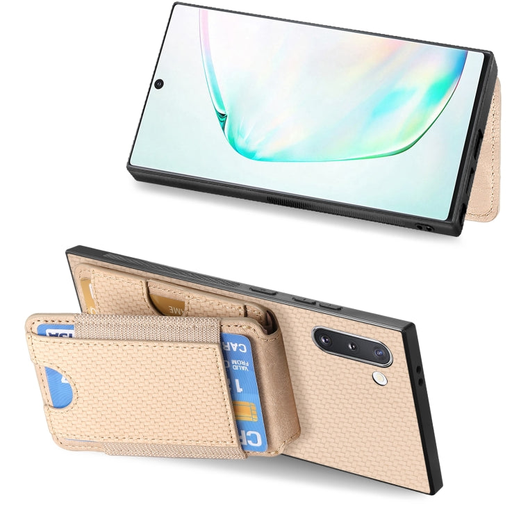 For Samsung Galaxy Note10 Carbon Fiber Vertical Flip Wallet Stand Phone Case