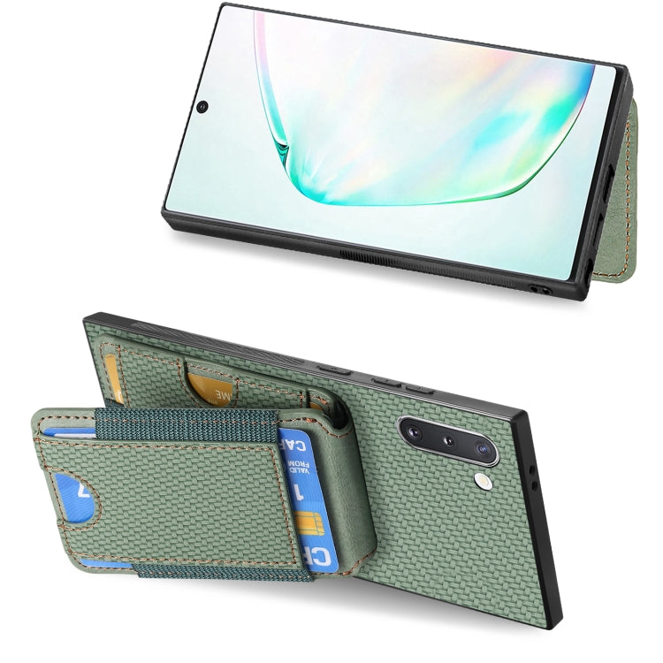 For Samsung Galaxy Note10 Carbon Fiber Vertical Flip Wallet Stand Phone Case
