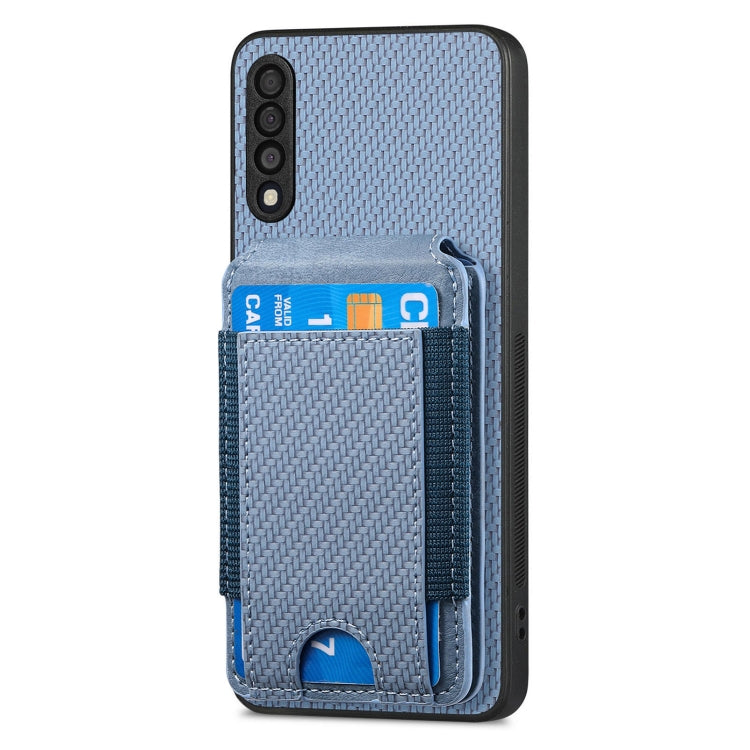 For Samsung Galaxy A10 Carbon Fiber Vertical Flip Wallet Stand Phone Case